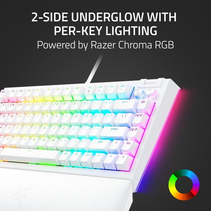 Razer BlackWidow V4 75% Chroma RGB USB-C Mechanical Gaming Keyboard - Orange Switches, White — 5