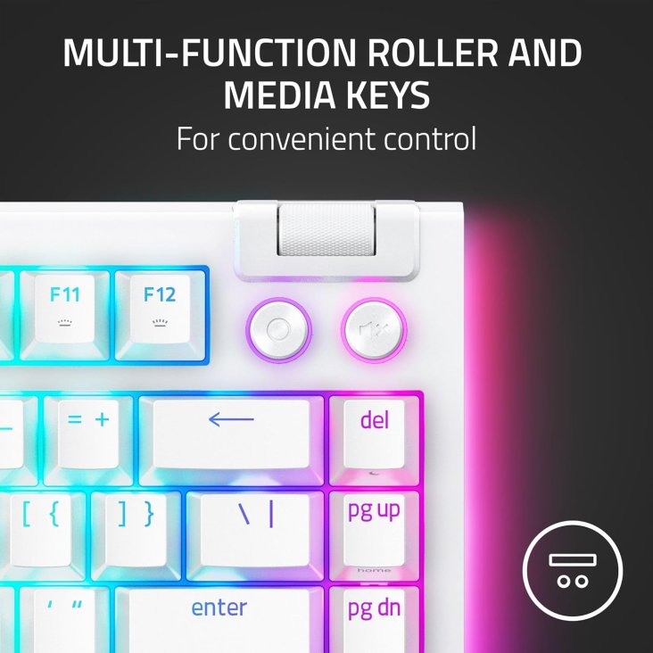 Razer BlackWidow V4 75% Chroma RGB USB-C Mechanical Gaming Keyboard - Orange Switches, White — 6