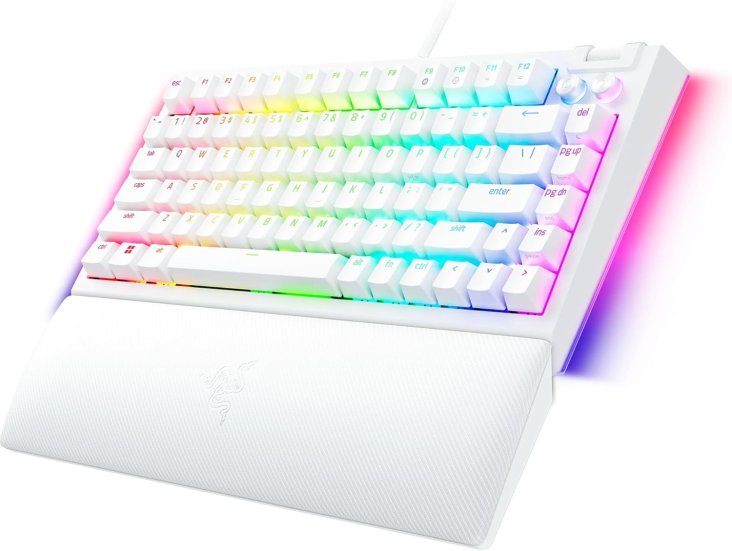 Razer BlackWidow V4 75% Chroma RGB USB-C Mechanical Gaming Keyboard - Orange Switches, White — 9