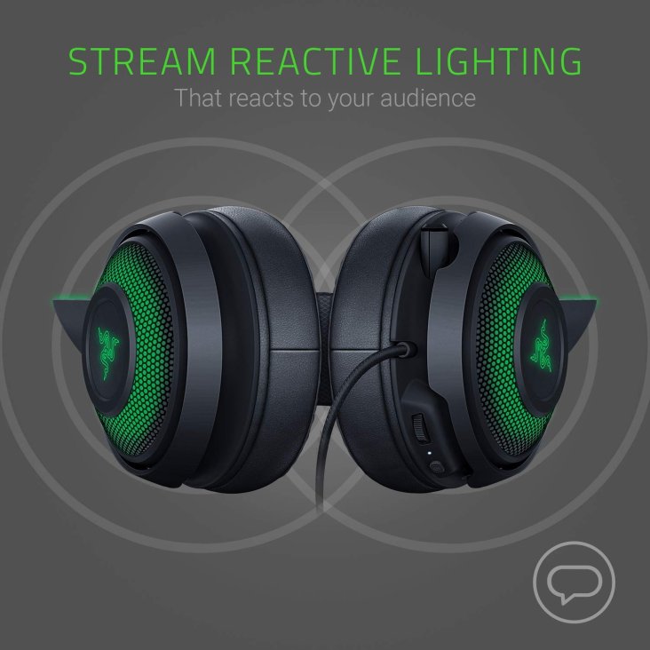 Razer Kraken Kitty Chroma RGB Streaming Headset - Retractable Mic, USB, Black — 3