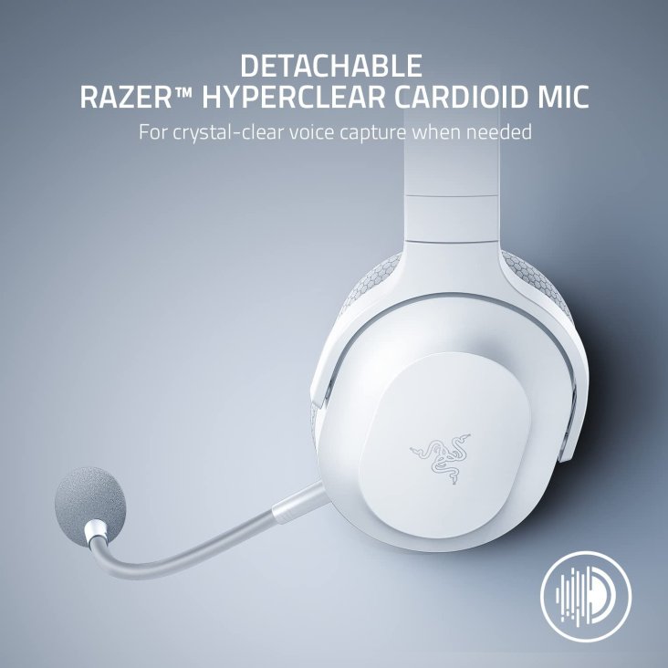 RAZER Barracuda X Edition Gaming Headset - Detachable Mic, Wireless, Mercury White — 5