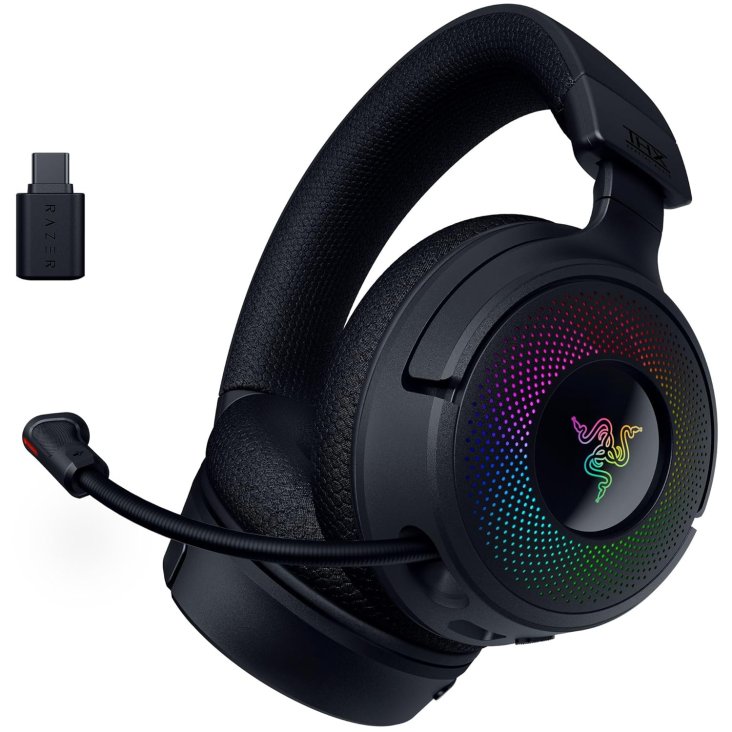 Razer Kraken V4 Gaming Headset - Retractable Mic, Wireless, Black