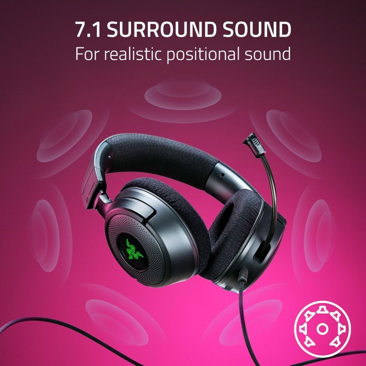 Razer Kraken V4 X Gaming Headset - Retractable Mic, USB-C Wired (USB-A Adapter), Black — 4