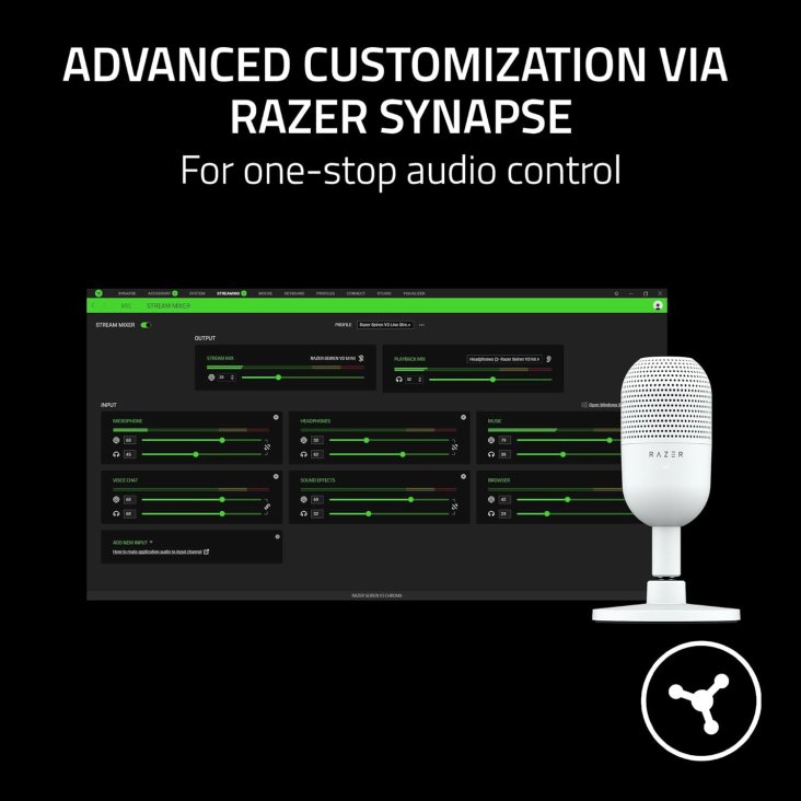 Razer Seiren V3 Mini USB Portable Condenser Microphone - White - RZ19-05050300-R3M1 — 5
