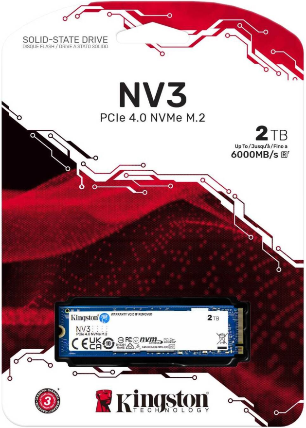 Kingston NV3 2TB M.2 2280 NVMe SSD | PCIe 4.0 Gen 4x4 | Up to 6000 MB/s - SNV3S/2000G — 3