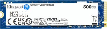 Kingston NV3 500GB M.2 2280 NVMe SSD, PCIe 4.0 Gen 4x4, Up to 5000 MB/s - SNV3S/500G