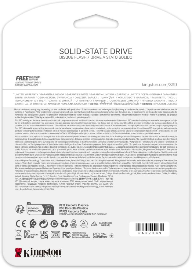 Kingston NV3 500GB M.2 2280 NVMe SSD, PCIe 4.0 Gen 4x4, Up to 5000 MB/s - SNV3S/500G — 5