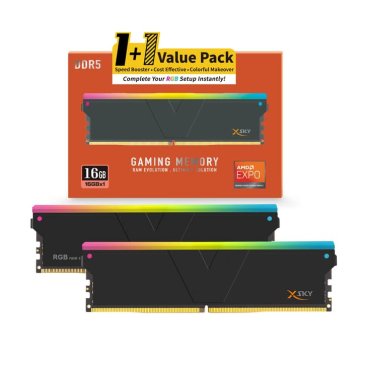V-Color (1+1) Manta XSky RGB 16GB (1x16GB) DDR5 C30 6000MHz Single Channel Kit - Black