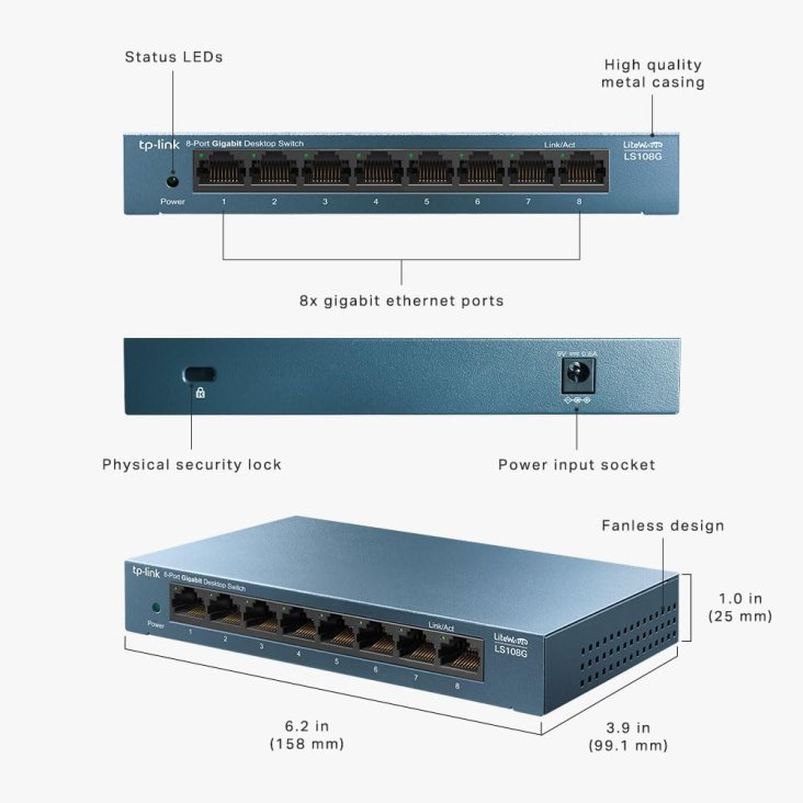 TP-LINK LiteWave LS108G 8-Port Gigabit Desktop Switch - TP-Link LS108G — 7