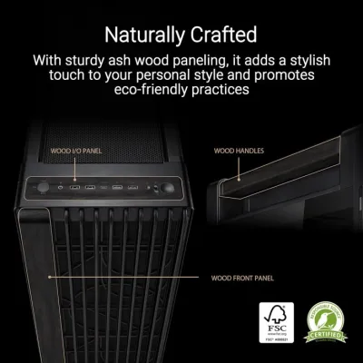 ASUS ProArt PA602 Wood Edition Tempered Glass Panel Full Tower EATX PC Case - Black — 2