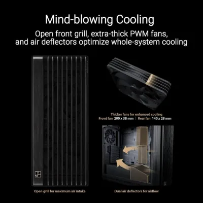 ASUS ProArt PA602 Wood Edition Tempered Glass Panel Full Tower EATX PC Case - Black — 3