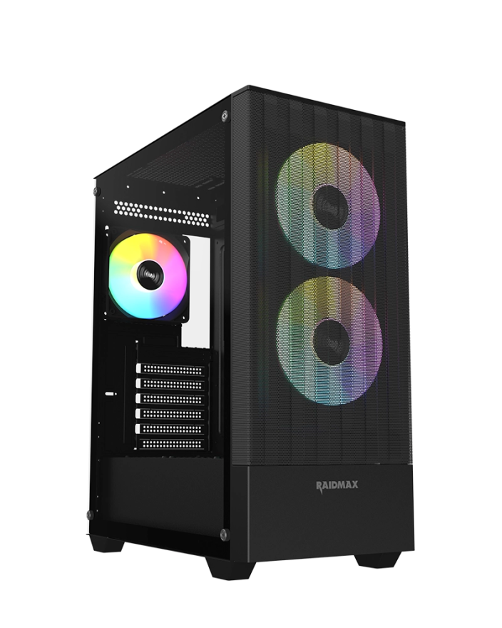 RAIDMAX Vector V218 High-Performance Mesh Gaming PC Case - Black - V218BF