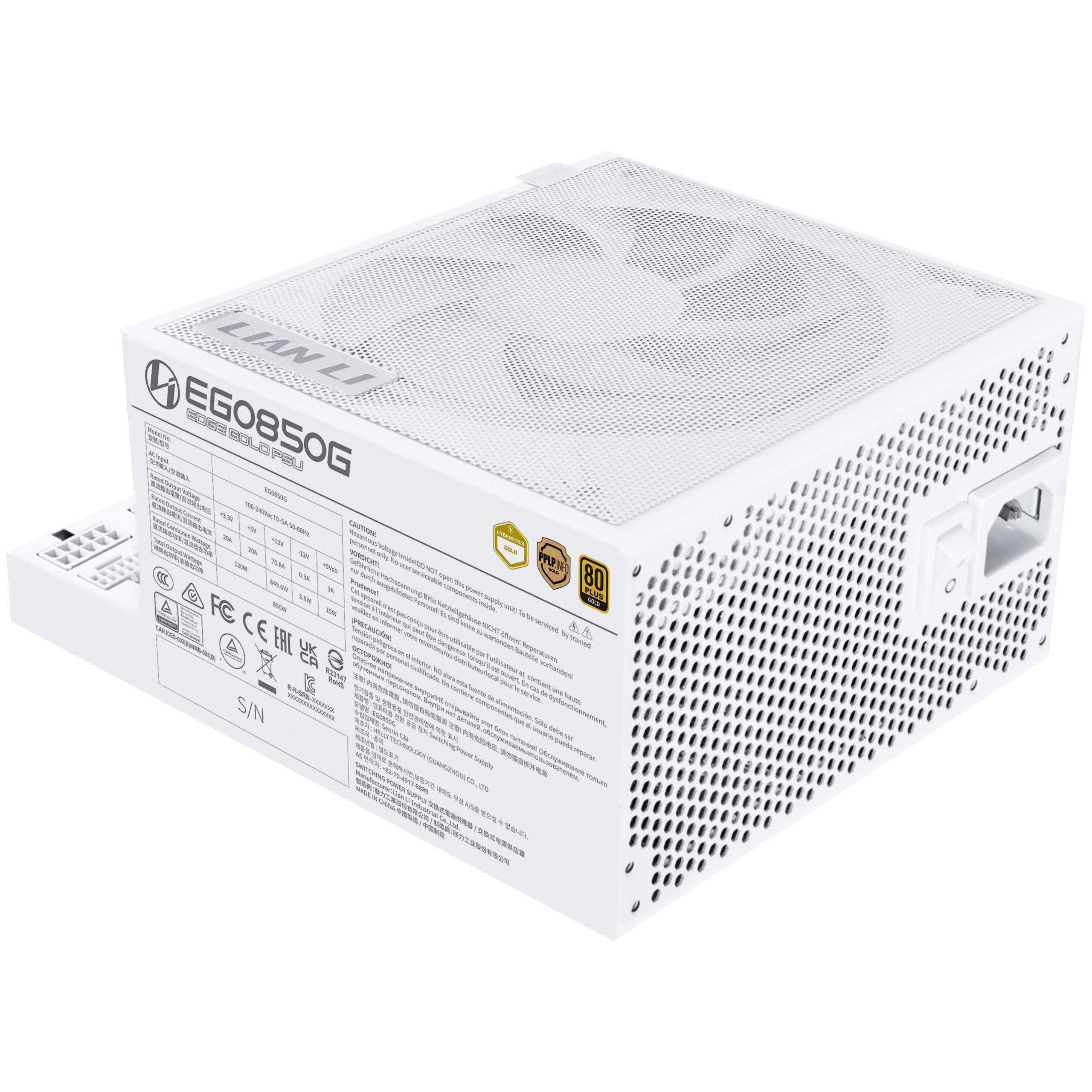 Lian li Edge 850 (80 Plus Gold) Power Supply White - G9P.EG0850G.W000.UK — 4