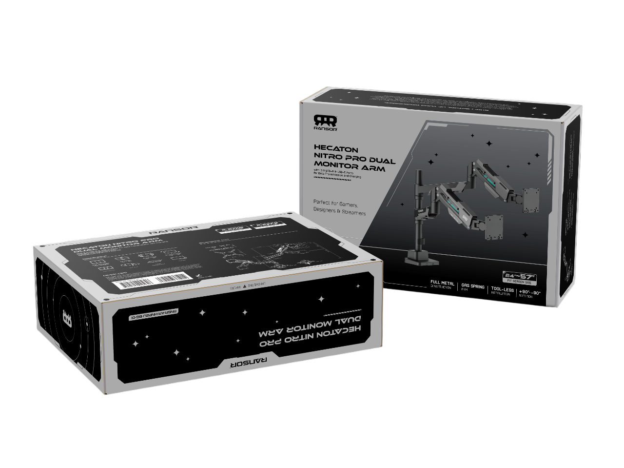 RANSOR® Hecaton Nitro Pro Dual Monitor Arm — 6