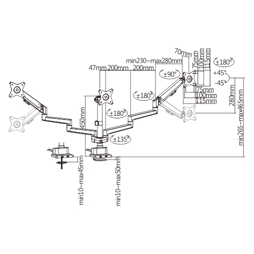RANSOR® Hecaton V2 Pro Triple Monitor Arm - RNSR-ARM-HV23P-01 — 8