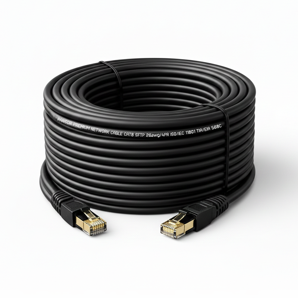 RANSOR® CAT8 30m/100ft Premium Ethernet Cable - Black - RNSR-CBL-NR30MB-02 — 6