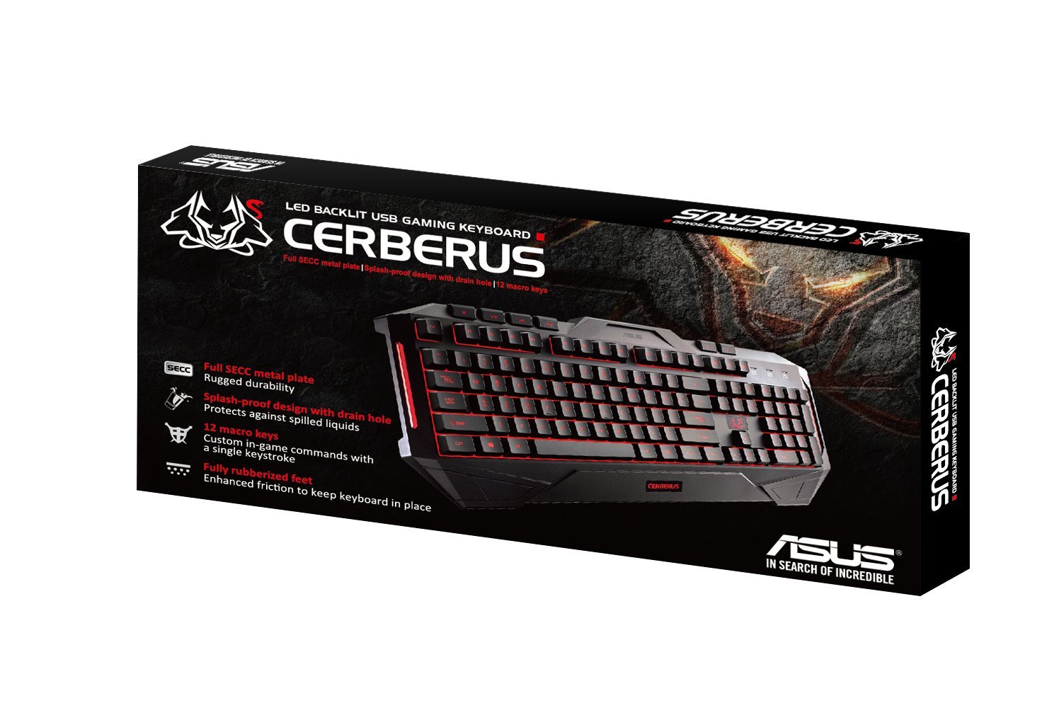 Asus Cerberus Arabic/English LED Backlit USB Gaming Keyboard with Splash-Proof Design - 90YH00R1-B2ZA00 — 4