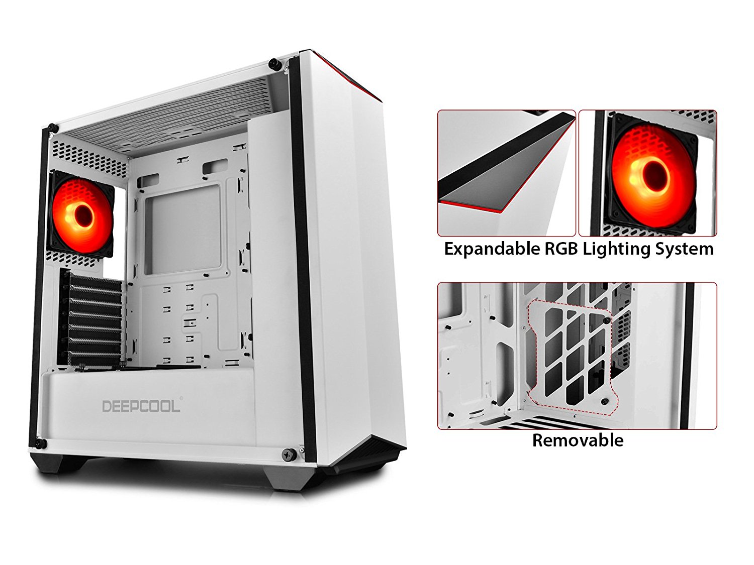 Deepcool Earlkase RGB WH White Steel / Plastic / Tempered Glass ATX Mid Tower Computer Case — 2