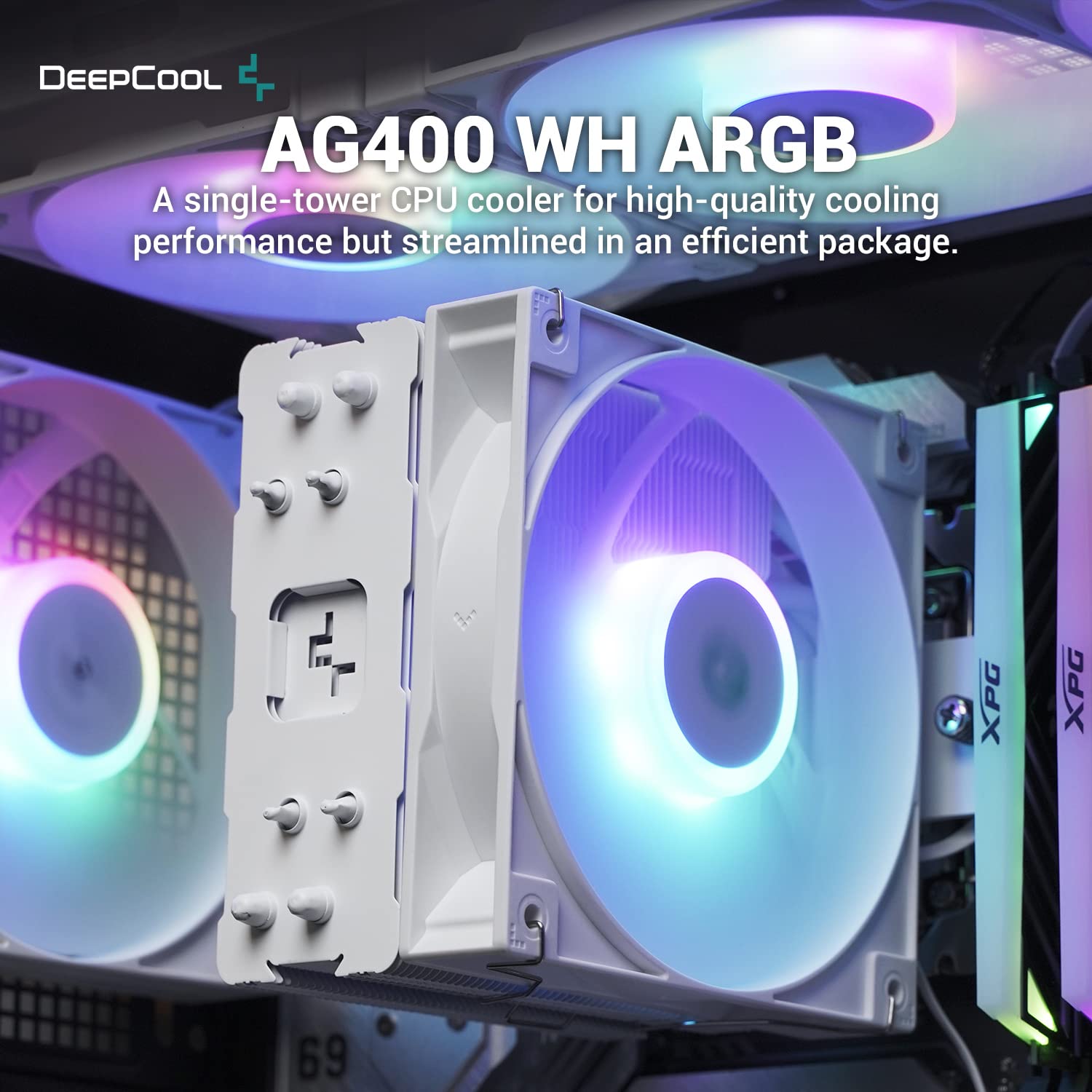 Deepcool GAMMAXX AG400 ARGB 120mm CPU Cooler - White — 2