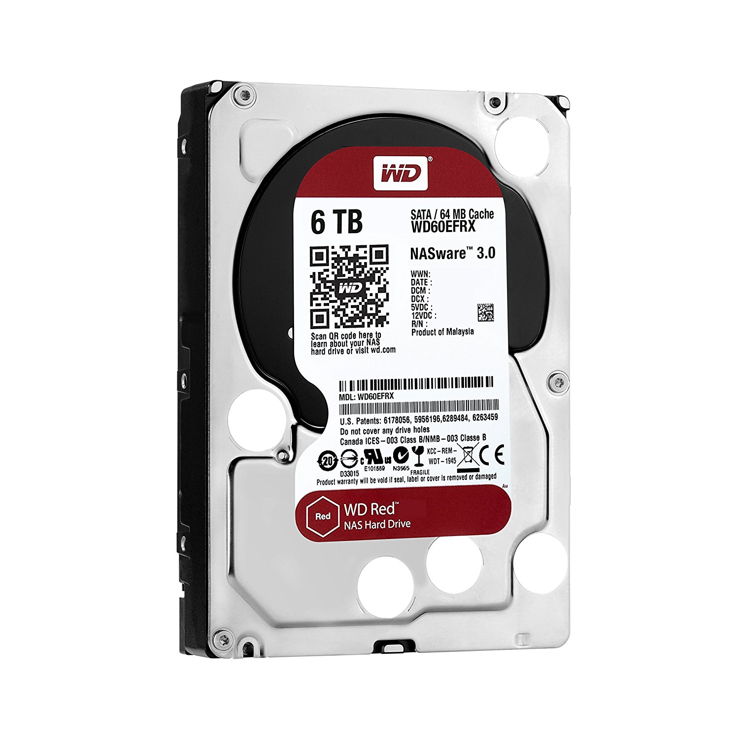 Western Digital Red 6TB NAS 3.5" SATA 6 Gb/s, 64MB Cache Hard Drive
