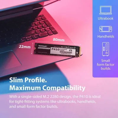 Patriot P410 M.2 2280 1TB Gen 4 PCI-Express 4.0 x4 SSD- P410P1TBM28H — 2