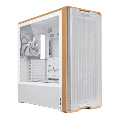 Lian Li Lancool 217 Mid Tower Case, 2x 170mm, 2x 120mm, & 1x 140mm Pre-Installed Fan, Up to 360mm Radiator & 12x Fan Support, Steel, 4.0mm Tempered Glass, & Wood, White-G99.LAN217W.00