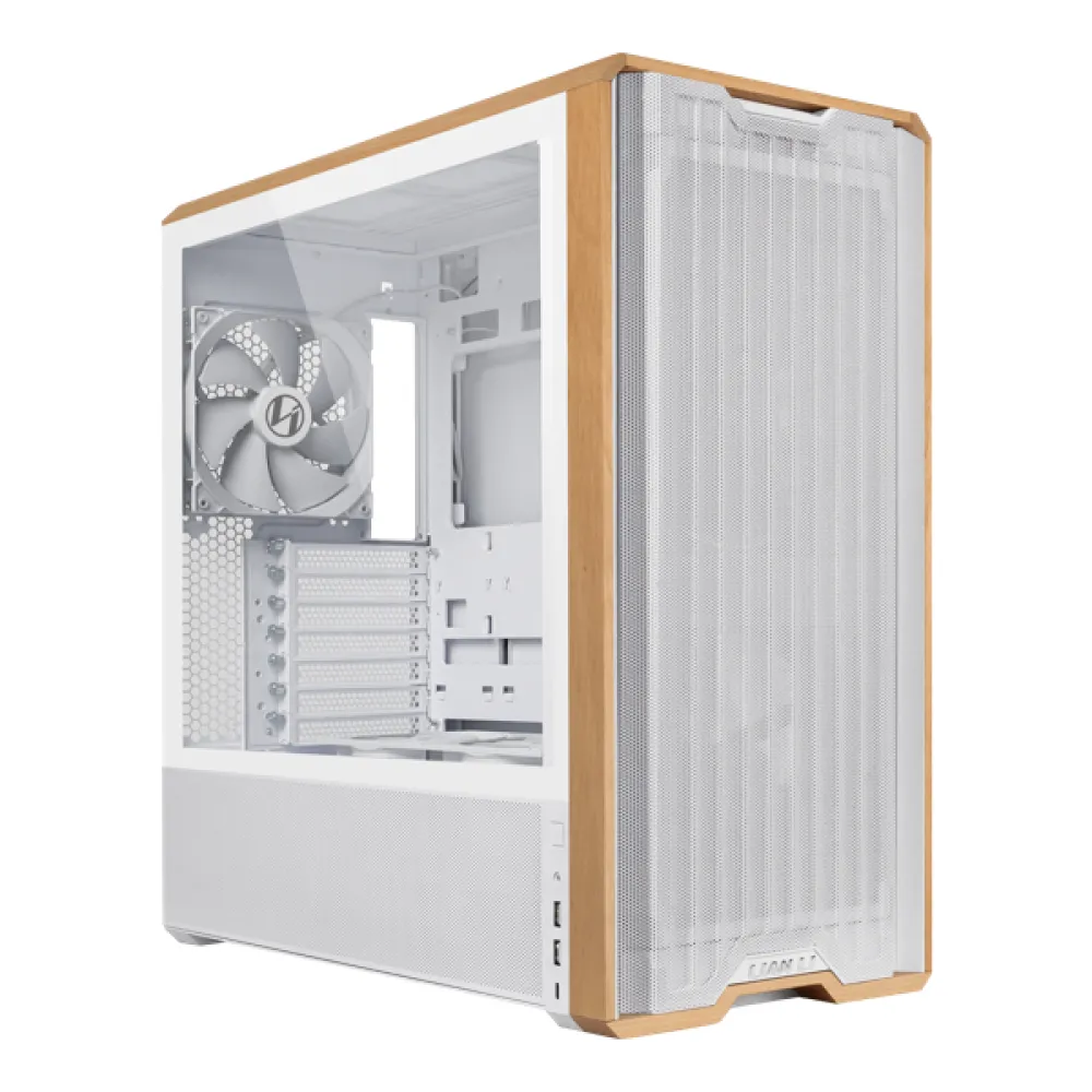 Lian Li Lancool 217 Mid Tower Case, 2x 170mm, 2x 120mm, & 1x 140mm Pre-Installed Fan, Up to 360mm Radiator & 12x Fan Support, Steel, 4.0mm Tempered Glass, & Wood, White-G99.LAN217W.00
