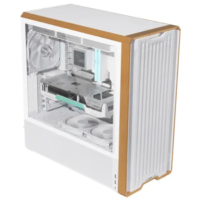 Lian Li Lancool 217 Mid Tower Case, 2x 170mm, 2x 120mm, & 1x 140mm Pre-Installed Fan, Up to 360mm Radiator & 12x Fan Support, Steel, 4.0mm Tempered Glass, & Wood, White-G99.LAN217W.00 — 2