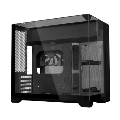 Lian-Li O11 VISION-M Digital M-ATX Computer Case, 9.2" IPS LCD Display, 1x 140mm Pre-Installed Fan, 360mm Radiator Support, 5 Expansion Slot, Removable Bottom Dust Tray, Black- G99.O11VMDX.00 — 3