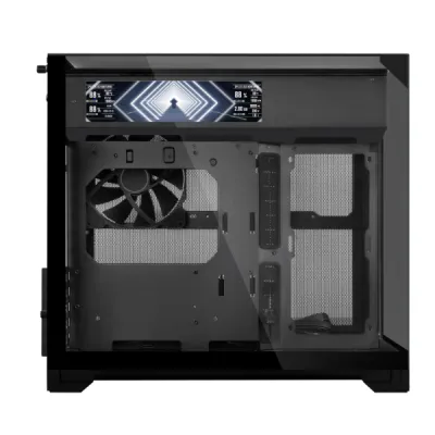 Lian-Li O11 VISION-M Digital M-ATX Computer Case, 9.2" IPS LCD Display, 1x 140mm Pre-Installed Fan, 360mm Radiator Support, 5 Expansion Slot, Removable Bottom Dust Tray, Black- G99.O11VMDX.00 — 4