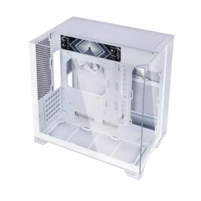Lian-Li O11 VISION-M Digital M-ATX Computer Case, 9.2" IPS LCD Display, 1x 140mm Pre-Installed Fan, 360mm Radiator Support, 5 Expansion Slot, Removable Bottom Dust Tray, White- G99.O11VMDW.00 — 2
