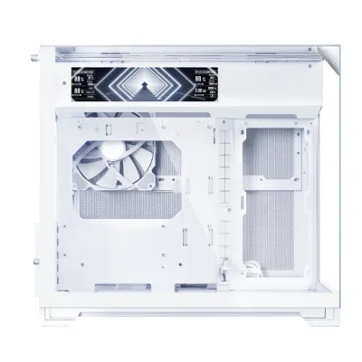 Lian-Li O11 VISION-M Digital M-ATX Computer Case, 9.2" IPS LCD Display, 1x 140mm Pre-Installed Fan, 360mm Radiator Support, 5 Expansion Slot, Removable Bottom Dust Tray, White- G99.O11VMDW.00 — 4