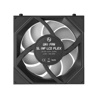 Lian-Li UNI FAN SL-INF FLEX Standard Blade Case Fan with Controller, 120mm Fan Size, 2300 RPM Fan Speed, 67 CFM Airflow, Fluid Dynamic Bearing, PBT/PC Material, Pack of 3, Black- G9F.12SLIN1F3B.00