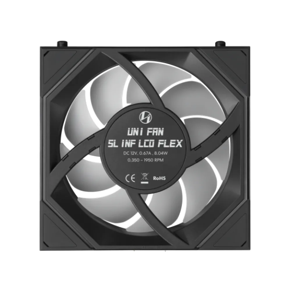 Lian-Li UNI FAN SL-INF FLEX Standard Blade Case Fan with Controller, 120mm Fan Size, 2300 RPM Fan Speed, 67 CFM Airflow, Fluid Dynamic Bearing, PBT/PC Material, Pack of 3, Black- G9F.12SLIN1F3B.00