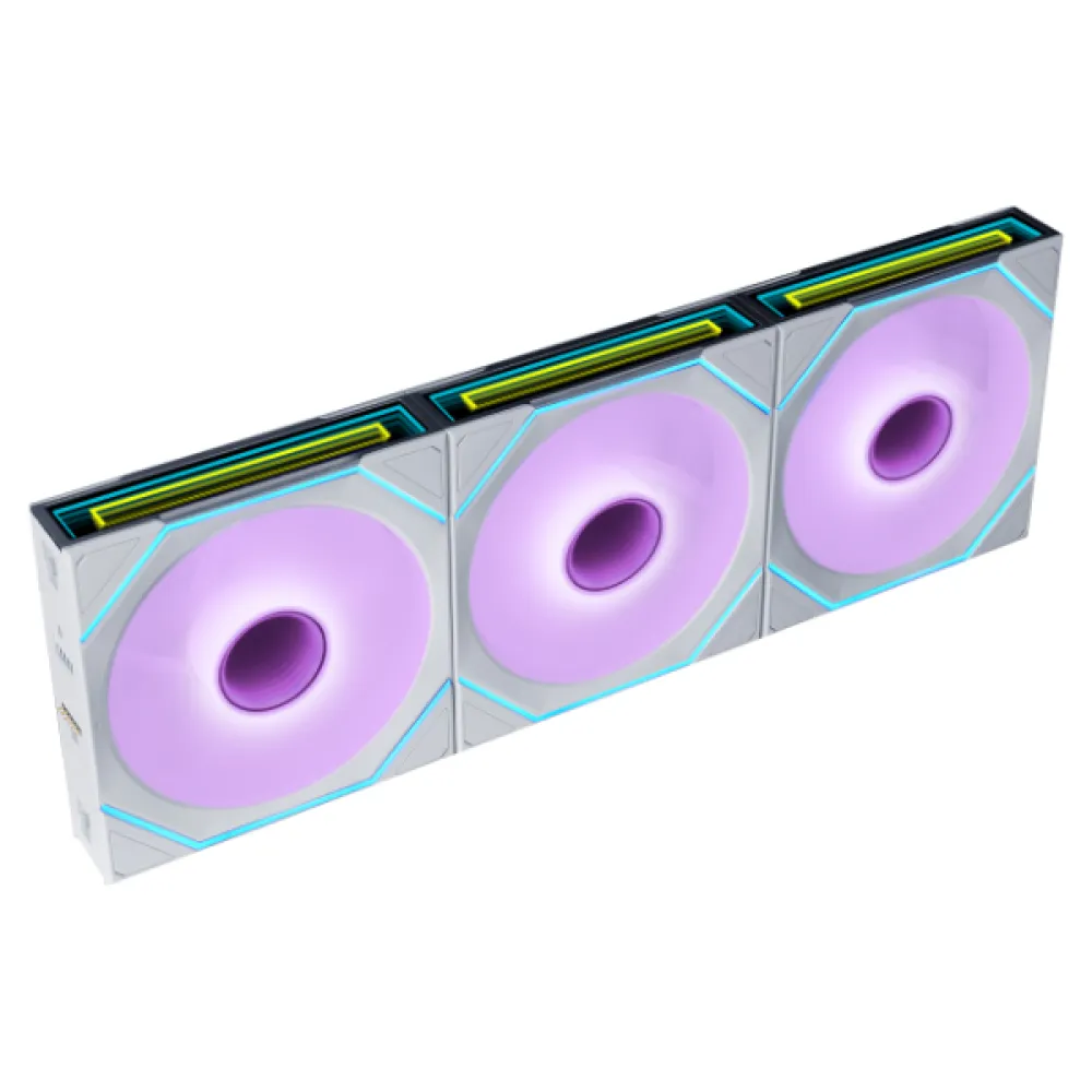 Lian-Li UNI FAN SL-INF FLEX Standard Blade Case Fan with Controller, 120mm Fan Size, 2300 RPM Fan Speed, 67 CFM Airflow, Fluid Dynamic Bearing, PBT/PC Material, Pack of 3, White - G9F.12SLIN1F3W.00