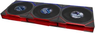 Lian-Li UNI FAN TL LCD FLEX Standard Case Fan with out controller, 120mm Fan Size, 1900 RPM Fan Speed, 66 CFM Airflow, Fluid Dynamic Bearing, PBT / PA66 Material, Pack of 3, Black - G9F.12TLLCD1F3B.00
