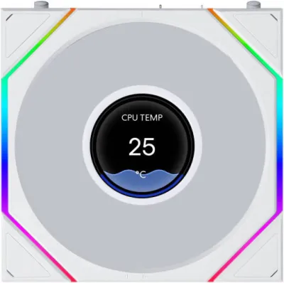 Lian-Li UNI FAN TL LCD FLEX Standard Case Fan with out controller, 120mm Fan Size, 1900 RPM Fan Speed, 66 CFM Airflow, Fluid Dynamic Bearing, PBT / PA66 Material, Pack of 3, White- G9F.12TLLCD1F3W.00 — 2