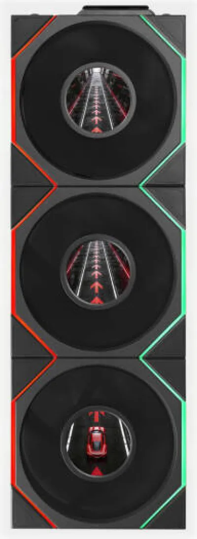 Lian-Li UNI FAN TL LCD FLEX Reverse Case Fan with Out Controller, 120mm Fan Size, 1900 RPM Fan Speed, 63 CFM Airflow, Fluid Dynamic Bearing, PBT / PA66 Material, Pack of 3, Black - G9F.12RTLLCD1F3B.00 — 7