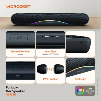 MICRODIGIT Portable Bar Speaker- MS351BS — 2