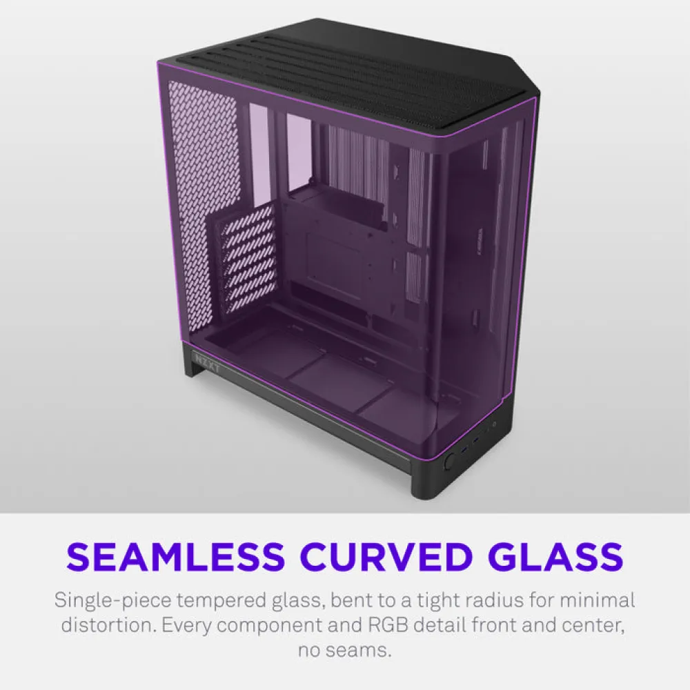 NZXT H6 RGB+ Compact Dual-Chamber ATX Mid-Tower Airflow Case, Support Up to 360mm Radiator, Steel-Tempered Glass Material, Up to 10 Fans, 8-Pin Connector, Rear-Connecting, Black- CC-H62FB-P1.ME