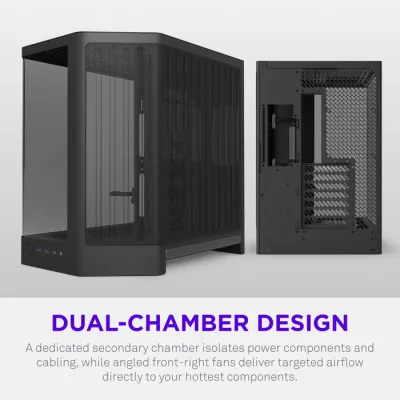 NZXT H6 RGB+ Compact Dual-Chamber ATX Mid-Tower Airflow Case, Support Up to 360mm Radiator, Steel-Tempered Glass Material, Up to 10 Fans, 8-Pin Connector, Rear-Connecting, Black- CC-H62FB-P1.ME — 5