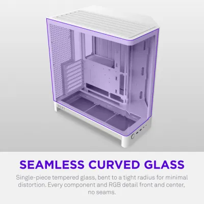 NZXT H6 RGB+ Compact Dual-Chamber ATX Mid-Tower Airflow Case, Support Up to 360mm Radiator, Steel-Tempered Glass Material, Up to 10 Fans, 8-Pin Connector, Rear-Connecting, White - CC-H62FW-P1.ME — 2