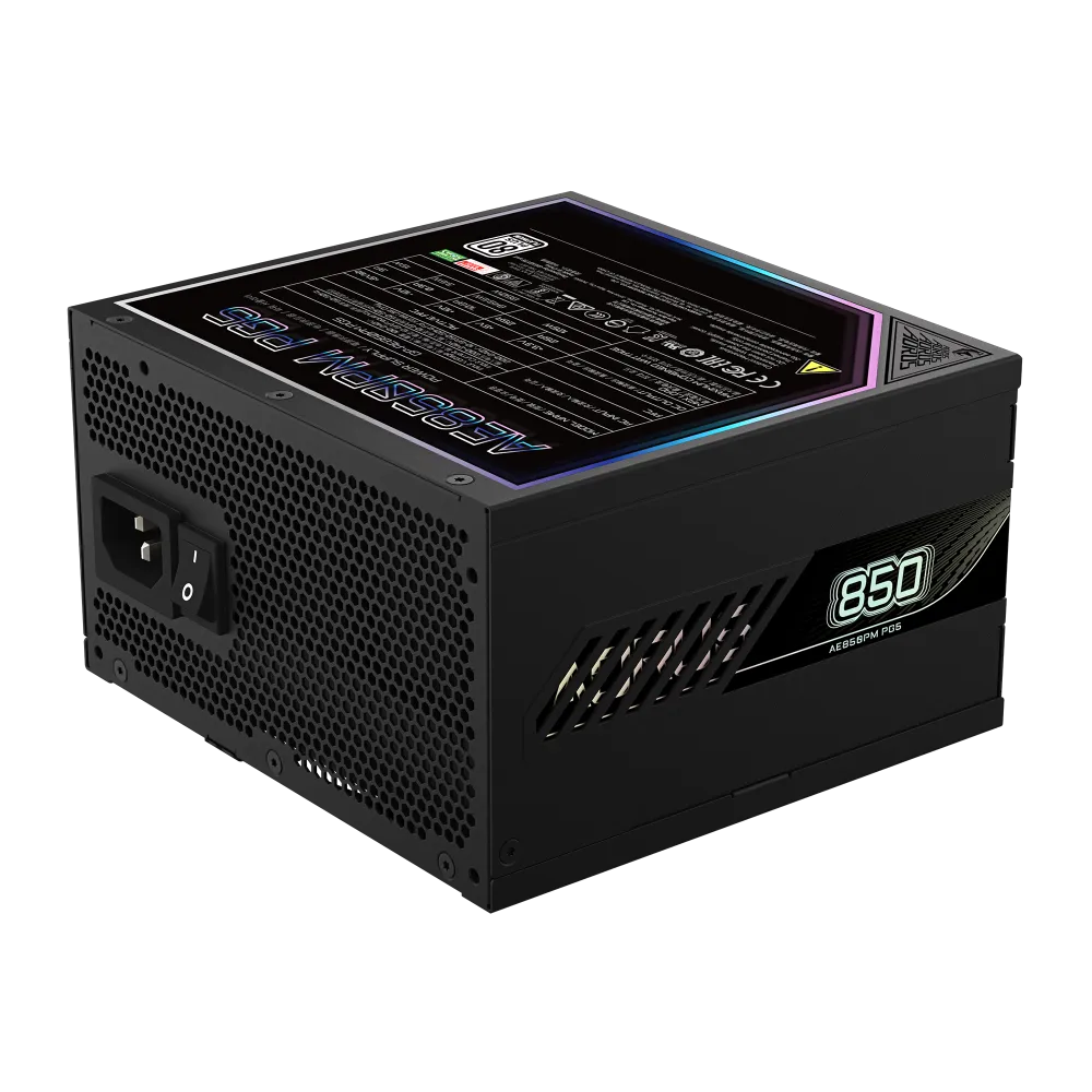 GIGABYTE AORUS ELITE P850W 80+ Platinum Modular PCIe 5.0 Power Supply, Intel Form Factor ATX 12V v3.0, 850W Capacity, 120mm FDB Fan, 60-50 Hz Input Frequency, Black- GP-AE850PM-PG5