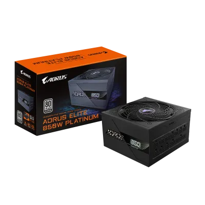 GIGABYTE AORUS ELITE P850W 80+ Platinum Modular PCIe 5.0 Power Supply, Intel Form Factor ATX 12V v3.0, 850W Capacity, 120mm FDB Fan, 60-50 Hz Input Frequency, Black- GP-AE850PM-PG5 — 2
