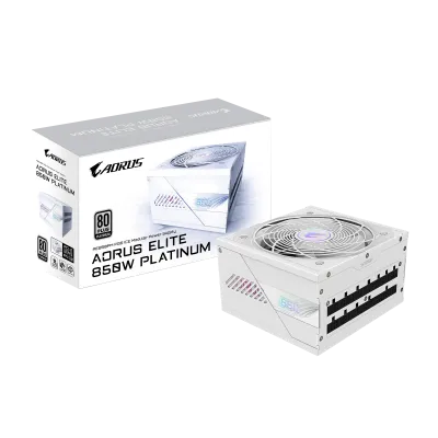 GIGABYTE AORUS ELITE P850W 80+ Platinum Modular PCIe 5.0 Power Supply, Intel Form Factor ATX 12V v3.0, 850W Capacity, 120mm FDB Fan, 60-50 Hz Input Frequency, Ice white- GP-AE850PM-PG5-ICE