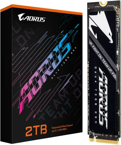 GIGABYTE AORUS 2TB Capacity, Gen4 7300 SSD Storage w/o Heat Spreader, PCI-Express 4.0 x4, NVMe 1.4 Interface, M.2 2280 Form Factor, Up to 7300 MB/s Read & Up to 6850 MB/s Write-AG4732TB