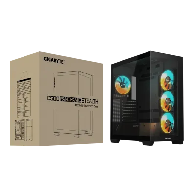 GIGABYTE C500 ATX Computer Case, 410MM/BL ST ATX GPU, Mid Tower Form Factor, RGB Lighting, 3.5" Drive Support, Pre-installed Fan, Built-In Cable Management, Black- GB-C500P-ST-ATX — 4