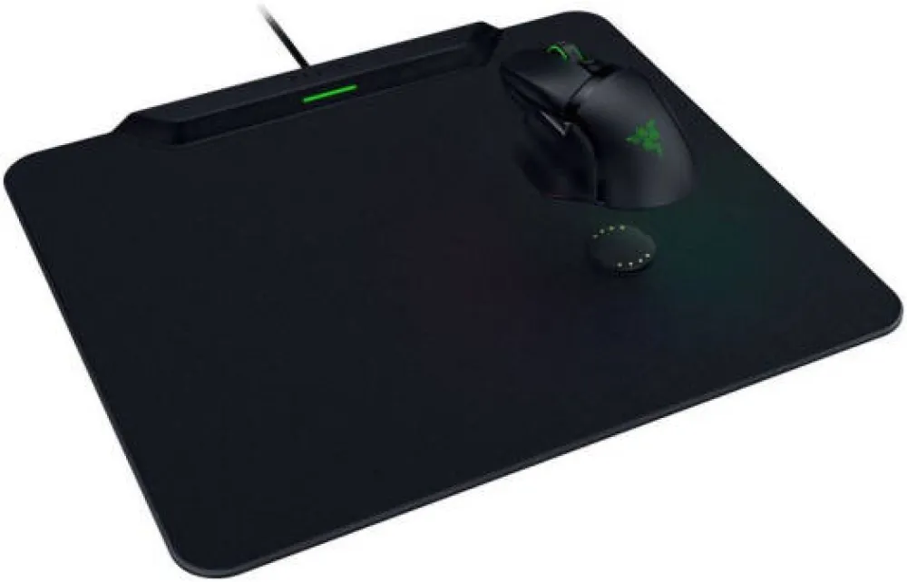 Razer HyperFlux V2 Wireless Charging System Mouse Pad, 1000 Hz Polling Rate, LED indicator, Microtextured Surface, 5 mm Thickness, Hard Mat Type, Non-slip Rubber Feet, Black-RZ81-04930100-B3M1