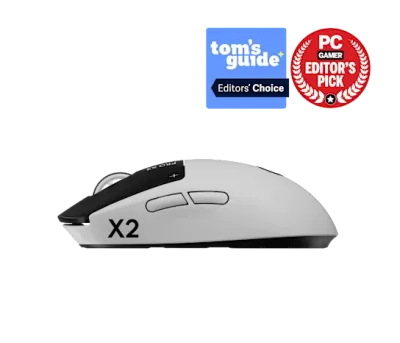 Logitech PRO X2 Superstrike Wireless Gaming Mouse, LightspeedTechnology, HERO 2 Sensor, Ultra Lightweight, Optical Switches, Low Latency, High Precision Tracking, Lunar Eclipse- 910-007777 — 2