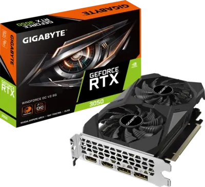 Gigabyte GeForce RTX 3050 Windforce OC V2 6GB GDDR6 Graphic Cards - Black - GV-N3050WF2OCV2-6GD — 6